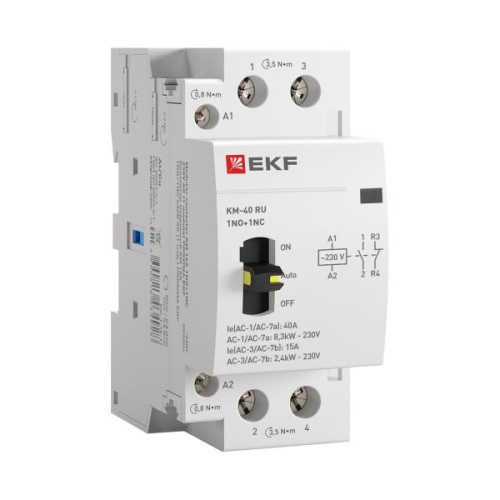 Контактор модульный КМ РУ 40А 1NO+1NC 230В АС (2 мод.) PROXIMA EKF Контактор модульный КМ РУ 40А 1NO+1NC 230В АС (2 мод.) PROXIMA EKF