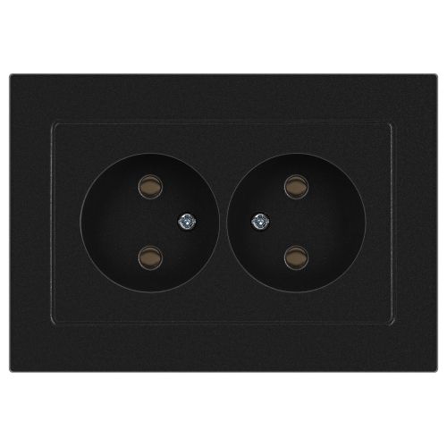 Розетка Accent 6-204-05 2х2P 16А-250В IP20 СУ AL/CU антрацит Intro Б0063465