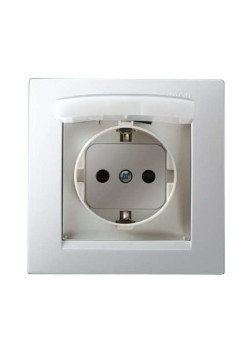 Розетка 1-м СП Simon15 16А IP44 250В с заземл. Schuko защ. шторки с крышкой винт. клеммы бел. Simon 1590450-030