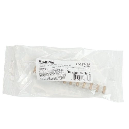 LD227-3A Зажим винтовой изолированный 450В, 3А, 12 пар,  полиэтилен DIY