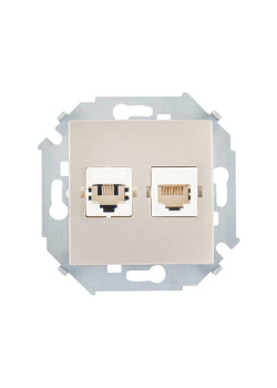Розетка компьютерная 2-м Simon 15 RJ45 кат.5E Systimax механизм шампань Simon 1591593-034