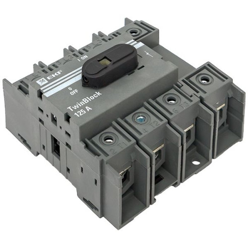 Рубильник 125A 4P c рукояткой управления для прямой установки TwinBlock EKF Рубильник 125A 4P c рукояткой управления для прямой установки TwinBlock EKF