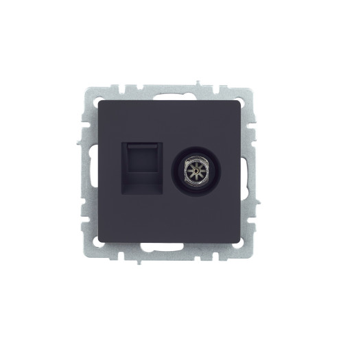 BRITE Розетка двойная TV+RJ45 кат.5E РТВ/РК12-БрГ графит IEK BRITE Розетка двойная TV+RJ45 кат.5E РТВ/РК12-БрГ графит IEK