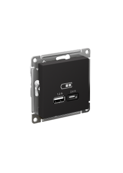 ATLASDESIGN USB РОЗЕТКА А+С, 5В/2,4А, 2х5В/1,2А, механизм, КАРБОН