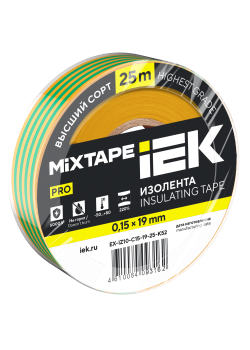 MIXTAPE PRO Изолента 0,15х19мм желто-зеленая 25м IEK