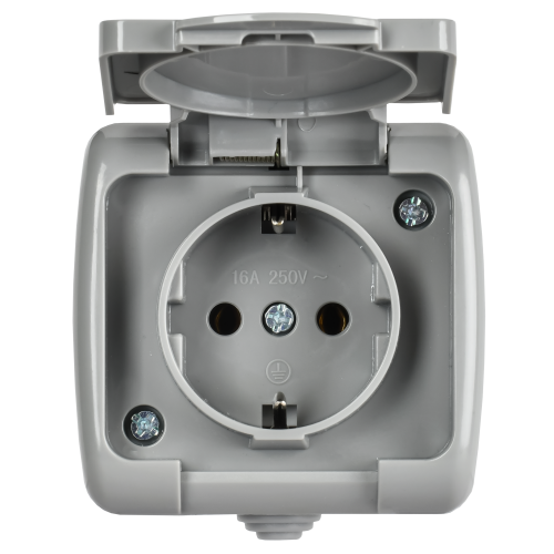 AQUATIC Розетка 1-местная с заземлением и крышкой для открытой установки 16А IP54 РСш12-2-А GENERICA AQUATIC Розетка 1-местная с заземлением и крышкой для открытой установки 16А IP54 РСш12-2-А GENERICA