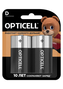 Элемент питания алкалиновый D/LR20 1.5В (блист. 2шт) Basic Opticell 5051005