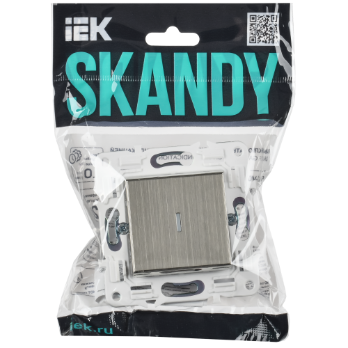 SKANDY Выключатель 1-клавишный проходной с индикацией 10А SK-V08N металл никель IEK SKANDY Выключатель 1-клавишный проходной с индикацией 10А SK-V08N металл никель IEK
