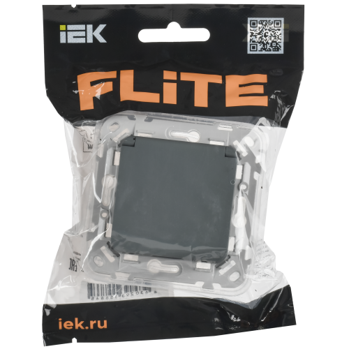 FLITE Розетка с заземлением с защитными шторками и крышкой безвинтовое крепление 16А IP44 РСшкр11-1-44-ФлМА мокрый асфальт IEK FLITE Розетка с заземлением с защитными шторками и крышкой безвинтовое крепление 16А IP44 РСшкр11-1-44-ФлМА мокрый асфальт IEK
