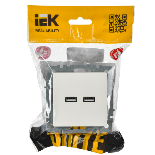 BRITE Розетка USB A+A 5В 3,1А РЮ10-1-БрБ белый IEK BRITE Розетка USB A+A 5В 3,1А РЮ10-1-БрБ белый IEK