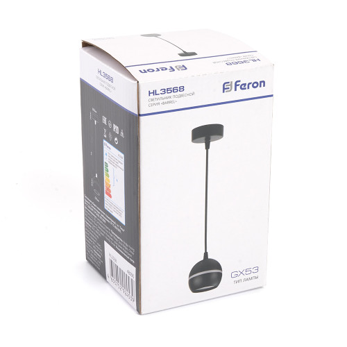 Светильник потолочный Feron HL3568 на подвесе GX53 15W 230V, черный 90*80 Светильник потолочный Feron HL3568 на подвесе GX53 15W 230V, черный 90*80