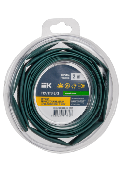 Трубка термоусадочная ТТУ нг-LS 6/3 зеленая (2м/упак) IEK