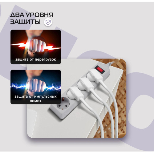 Сетевой фильтр Buro 400SL-1-G 1.5м (4 розетки) серый (пакет ПЭ) Сетевой фильтр Buro 400SL-1-G 1.5м (4 розетки) серый (пакет ПЭ)