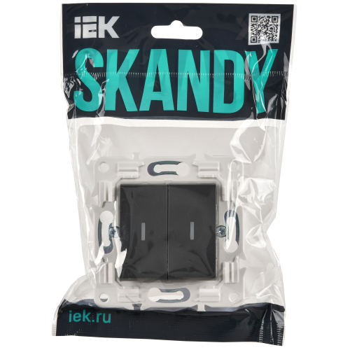SKANDY Выключатель 2-клавишный проходной с индикацией 10А SK-V10T титан IEK