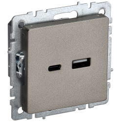 BRITE Розетка USB A+C 18Вт РЮ11-1-БрШ шампань IEK