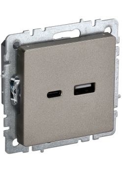 BRITE Розетка USB A+C 18Вт РЮ11-1-БрШ шампань IEK
