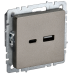 BRITE Розетка USB A+C 18Вт РЮ11-1-БрШ шампань IEK BRITE Розетка USB A+C 18Вт РЮ11-1-БрШ шампань IEK