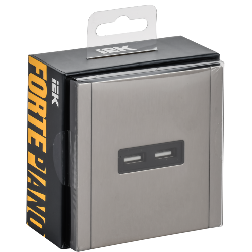 FORTE&PIANO Розетка USB A+A 3,1А FP749M металл никель IEK FORTE&PIANO Розетка USB A+A 3,1А FP749M металл никель IEK