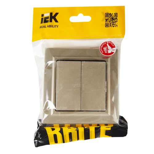 BRITE Выключатель 2-клавишный 10А в сборе ВСР10-2-0-БрШ шампань IEK BRITE Выключатель 2-клавишный 10А в сборе ВСР10-2-0-БрШ шампань IEK