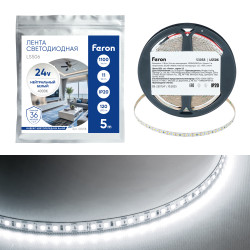 Лента светодиодная 120SMD(2835)/м 11Вт/м 24V 5000*8*1.22мм 4000К, LS506 FERON СВОБОДНЫЙ РЕЗ