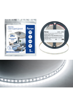 Лента светодиодная 120SMD(2835)/м 11Вт/м 24V 5000*8*1.22мм 4000К, LS506 FERON СВОБОДНЫЙ РЕЗ