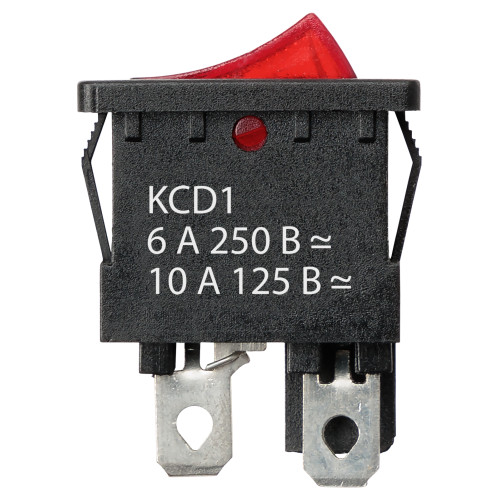 Выключатель клавишный KCD1-201N 250В AC/DC, 2P, 6А, (4с), ON-OFF, черный корпус, красная клавиша с LED подсветкой, Mini TDM Выключатель клавишный KCD1-201N 250В AC/DC, 2P, 6А, (4с), ON-OFF, черный корпус, красная клавиша с LED подсветкой, Mini TDM