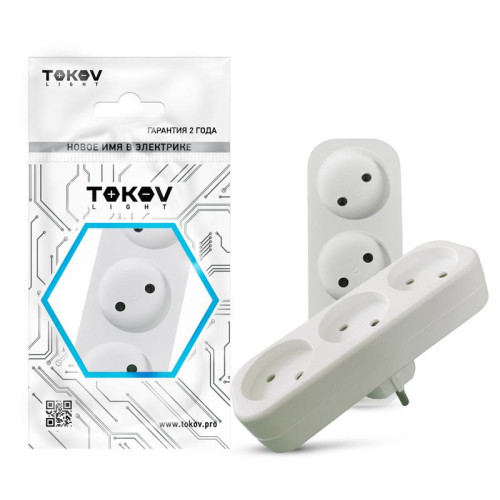 Разветвитель 3-м без заземл. 16А 250В IP20 полипропилен бел. TOKOV ELECTRIC TKL-S3-C01 Разветвитель 3-м без заземл. 16А 250В IP20 полипропилен бел. TOKOV ELECTRIC TKL-S3-C01