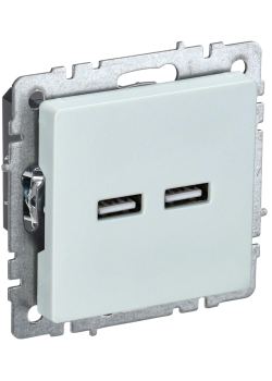 BRITE Розетка USB A+A 5В 3,1А РЮ10-1-БрЖ жемчуг IEK