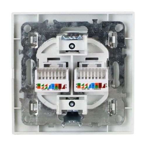 Минск Розетка RJ-45 2-местная СП белая EKF Минск Розетка RJ-45 2-местная СП белая EKF