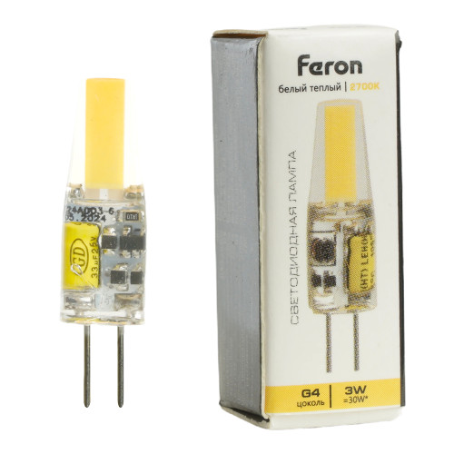 Лампа светодиодная Feron LB-424 G4 3W 12V 2700K Лампа светодиодная Feron LB-424 G4 3W 12V 2700K