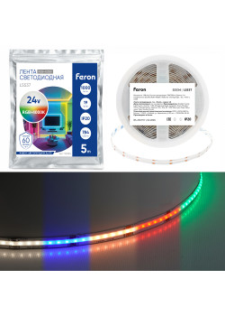 Лента светодиодная  784SMD(2110)/ 19Вт/м 24V 5000*12*2.3мм RGB+4000К, IP20, LS537 FERON