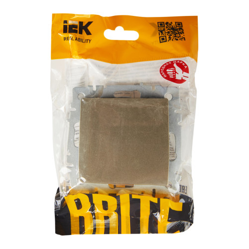 BRITE Выключатель 1-клавишный проходной 10А ВС10-1-6-БрШ шампань IEK