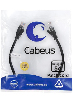 Cabeus PC-UTP-RJ45-CAT.5E-0.3M-BK