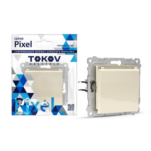 Розетка 1-м СП Pixel 16А IP20 с заземл. защ. шторки с крышкой механизм беж. TOKOV ELECTRIC TKE-PX-R1ZSW1-C02 Розетка 1-м СП Pixel 16А IP20 с заземл. защ. шторки с крышкой механизм беж. TOKOV ELECTRIC TKE-PX-R1ZSW1-C02