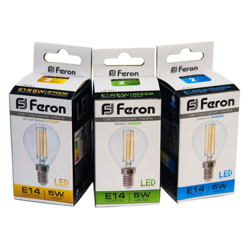 Лампа светодиодная Feron LB-61 Шарик E14 5W 230V 4000K Лампа светодиодная Feron LB-61 Шарик E14 5W 230V 4000K