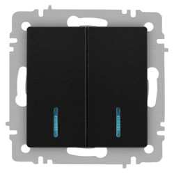 Выключатель Accent 6-105-05 двойн. с подсветкой 10А-250В IP20 СУ AL/CU антрацит Intro Б0063516