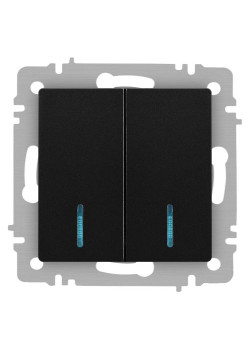 Выключатель Accent 6-105-05 двойн. с подсветкой 10А-250В IP20 СУ AL/CU антрацит Intro Б0063516