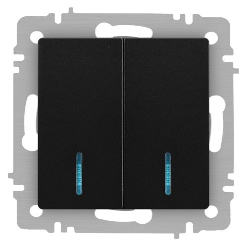Выключатель Accent 6-105-05 двойн. с подсветкой 10А-250В IP20 СУ AL/CU антрацит Intro Б0063516