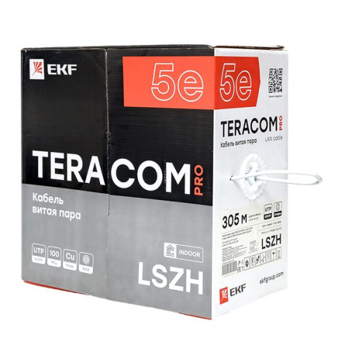 Витая пара TERACOM PRO Cat.5E U/UTP 4 п. solid 24AWG LSZH нг(А)-HF сер. (305м) Витая пара TERACOM PRO Cat.5E U/UTP 4 п. solid 24AWG LSZH нг(А)-HF сер. (305м)