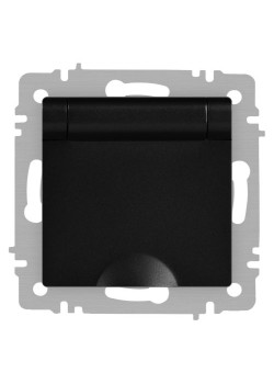 Розетка Accent 6-203-05 2P+E Schuko с крышкой 16А-250В IP20 СУ антрацит Intro Б0063747