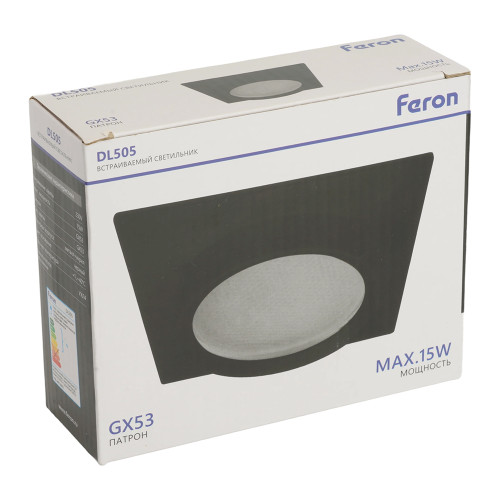 Светильник встраиваемый Feron DL505 потолочный GX53 черный квадрат IP44