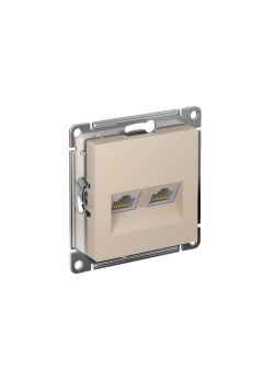 ATLASDESIGN РОЗЕТКА двойная компьютерная RJ45+RJ45 кат. 5e, механизм, ПЕСОЧНЫЙ