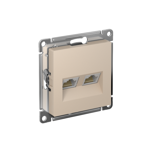 ATLASDESIGN РОЗЕТКА двойная компьютерная RJ45+RJ45 кат. 5e, механизм, ПЕСОЧНЫЙ