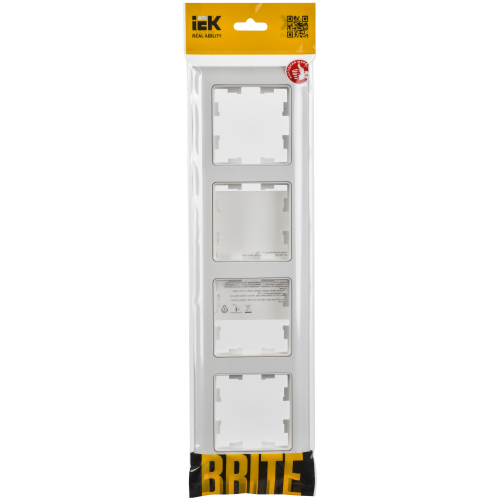BRITE Рамка 4-местная РУ-4-БрАБ арктический белый/белый IEK BRITE Рамка 4-местная РУ-4-БрАБ арктический белый/белый IEK