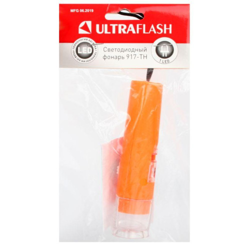 Фонарь 917-TH (1LED 1 режим 3хAG10; блист-пакет; оранж.) Ultraflash 12415