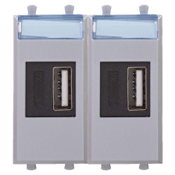 USB зарядное устройство модульное, Avanti, закаленная сталь, 2модуля, 2.1 А