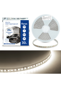 Светодиодная LED лента Feron LS501, 120SMD(2835)/м 11Вт/м 24V 30000*8*1.22мм 4000К 30м IP20