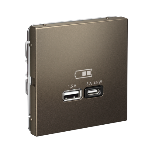 ARTGALLERY USB РОЗЕТКА A + тип-C 45Вт высокоскор.заряд. QC, PD, механизм, МОККО ARTGALLERY USB РОЗЕТКА A + тип-C 45Вт высокоскор.заряд. QC, PD, механизм, МОККО