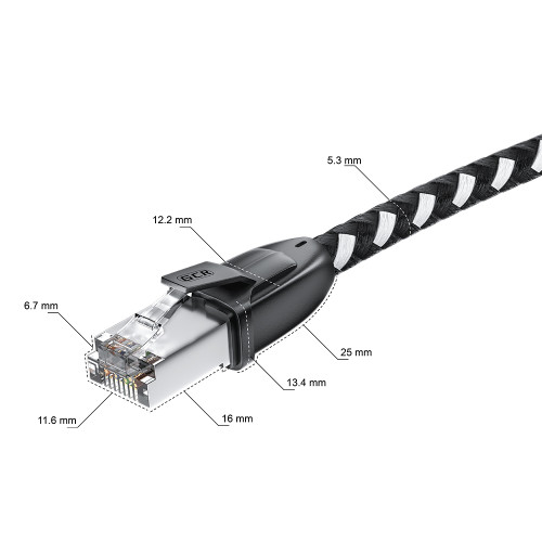 Greenconnect RJ45(m) - RJ45(m) Cat. 6 15м черно-белый