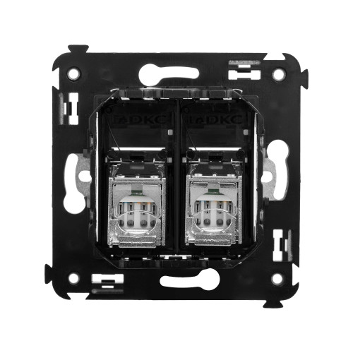 Компьютерная розетка RJ-45 в стену, кат.6 двойная экранированная, Avanti, черный квадрат Компьютерная розетка RJ-45 в стену, кат.6 двойная экранированная, Avanti, черный квадрат